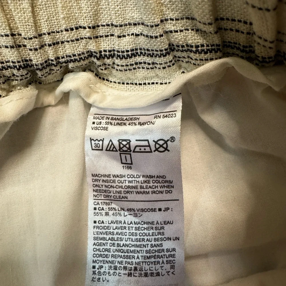 Banana Republic Hayden Blue and White Striped Cropped Pants Linen Blend Sz 6